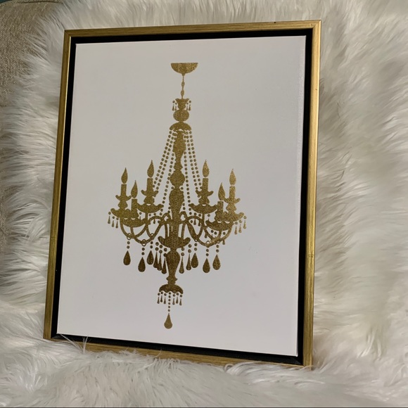Gold Chandelier Framed Art/Canvas - Picture 2 of 11